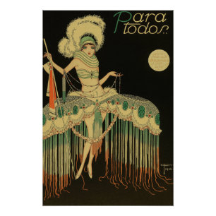 Póster vintage de Art Déco de bailarina de cabaret