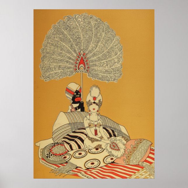 Póster vintage de Art Deco de Showgirl – Pluma de  (Frente)