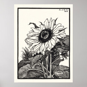 Póster Vintage de artista holandés Sunflower Julie De Gra