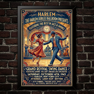 Póster vintage de baile swing