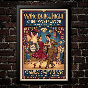 Póster vintage de baile swing
