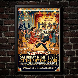 Póster vintage de baile swing