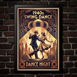 Póster vintage de baile swing