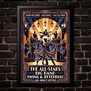 Póster vintage de baile swing