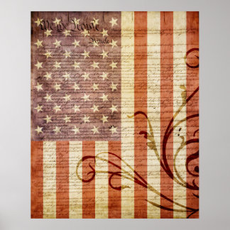 Póster Vintage de bandera estadounidense