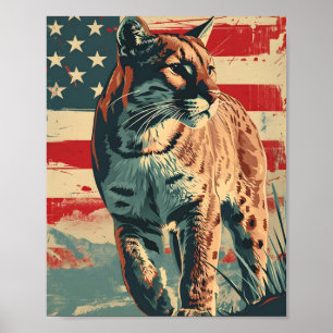 Póster Vintage de bandera estadounidense de la montaña Co