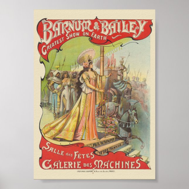 Póster vintage de Barnum & Bailey 1901 (Frente)