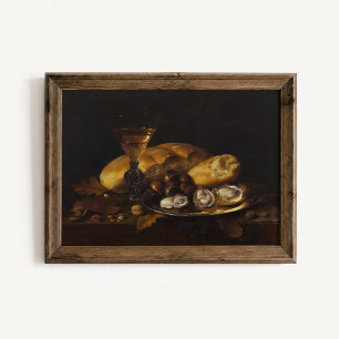 Póster vintage de bodegón holandés de otoño