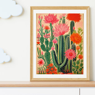 Póster Vintage de Cactus Mexicano, Mexicano Colori
