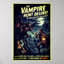 Póster vintage de caza de vampiros Arte de pared d