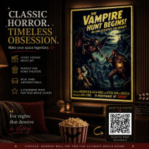Póster vintage de caza de vampiros Arte de pared d