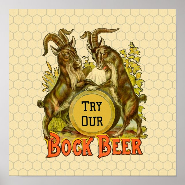 Póster vintage de cerveza Bock: Salón de bar antig (Frente)