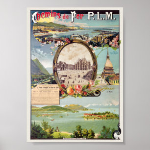 Póster vintage de Chemins de fer PLM Italia 1895