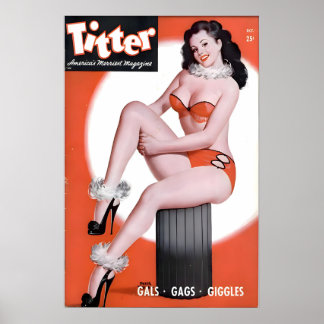 Póster vintage de chica pin up de los años 40 y ch