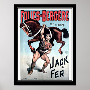 Póster vintage de circo Hombre fuerte Jack de hier