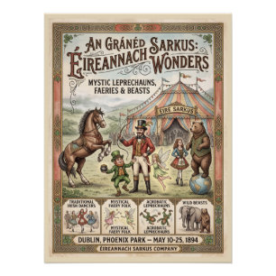 Póster vintage de circo irlandés - Leprechauns mís