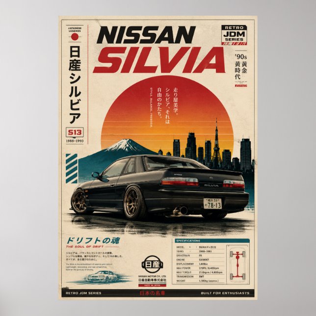 Póster Vintage de Coche Deportivo Japonés | Monte  (Frente)