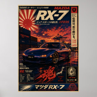 Póster Vintage de Coche Deportivo Japonés | Wa Mon