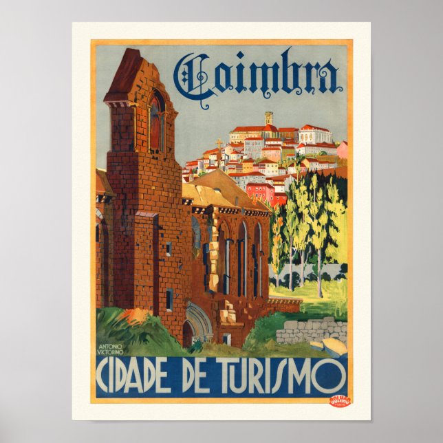 Póster vintage de Coimbra Portugal 1935 (Frente)