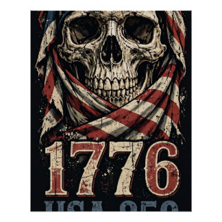 Póster Vintage de Cráneo USA 250 1776
