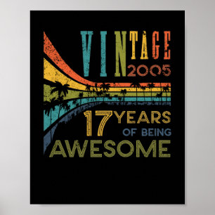 Póster Vintage de cumpleaños de 17 años 2005 17º cumpleañ