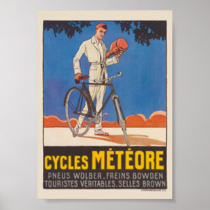 Póster vintage de Cycles Météore Francia 1926