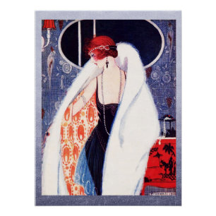 Póster vintage de dama Art Deco de los años 20.