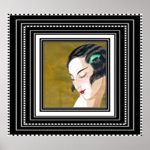 Póster vintage de dama elegante Art Nouveau Deco