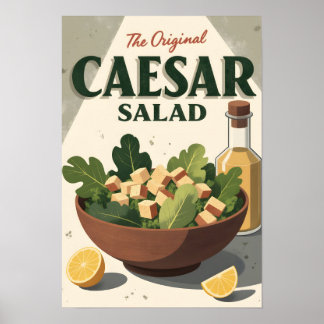 Póster vintage de ensalada César - Arte de cocina 