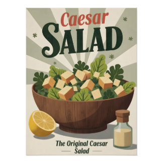 Póster vintage de ensalada César – Arte retro para