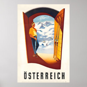 Póster vintage de esquí de Austria Österreich depo