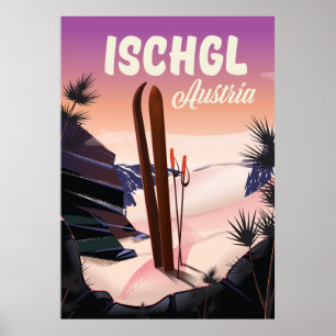 Póster vintage de esquí de Ischgl Austria.