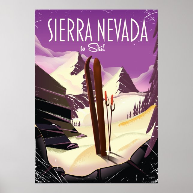 Póster vintage de esquí de Sierra Nevada (Frente)