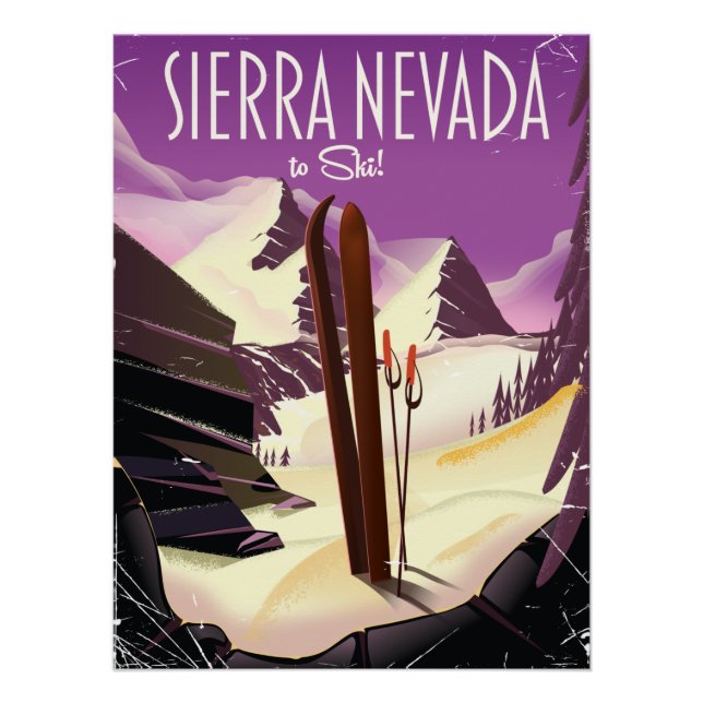 Póster vintage de esquí de Sierra Nevada (Anverso)