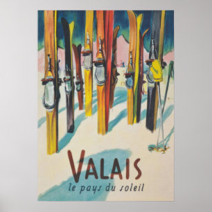 Póster vintage de esquí de Suiza