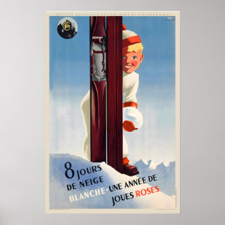 Póster Vintage de Esquí de Viaje en Tren Ferrocarr