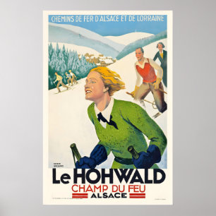Póster vintage de esquí Le Hohwald Champ du Feu Al