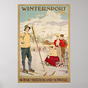 Póster Vintage de Esquí Suiza Deporte de Invierno