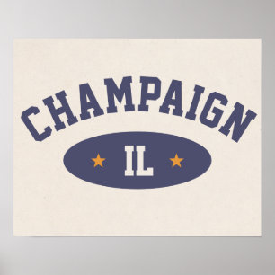 Póster vintage de estilo atlético de Champaign, Il