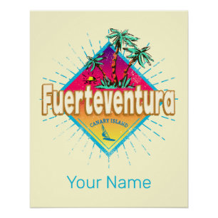 Póster Vintage de Fuerteventura Surfer Canarias