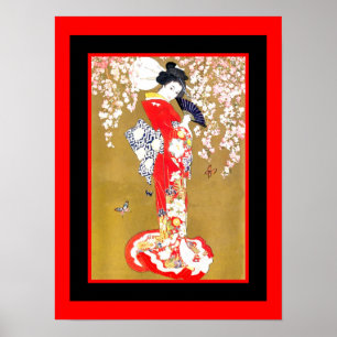 Póster vintage de geisha japonesa artística 2