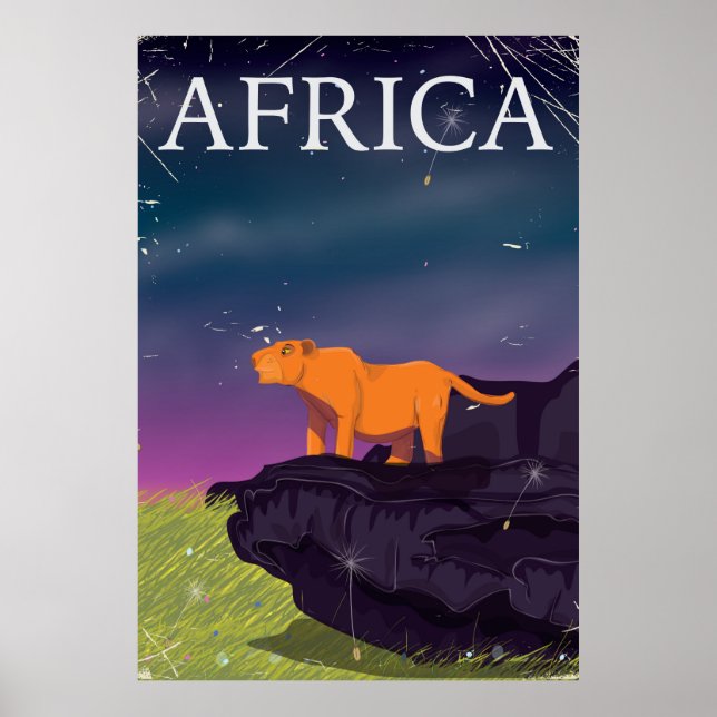 Póster Vintage de Gran Felino Africano (Frente)