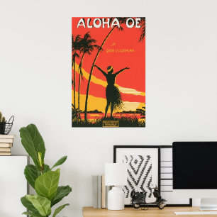 Póster vintage de Hawái de la reina Liliuokalani