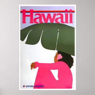 Póster Vintage de Hawaii Arte de Viaje Hawaiano Re