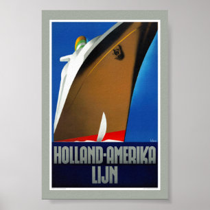 Póster vintage de Holland America Line Países Bajo
