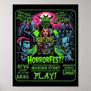 Póster vintage de Horrorfest película de Halloween