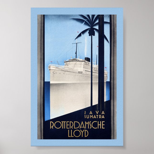 Póster vintage de Java Sumatra Rotterdamsche Lloyd (Frente)