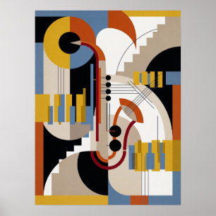 Póster vintage de jazz Art Déco moderno