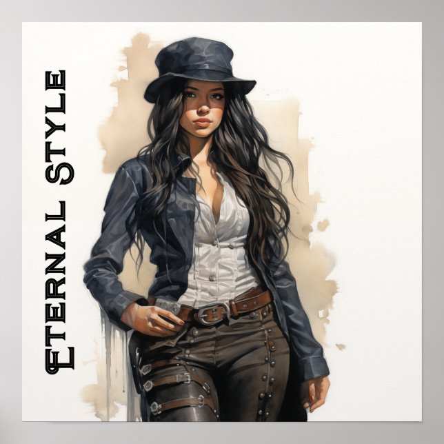 Póster Vintage de joven con estilo Steampunk Eterno (Frente)