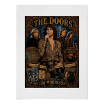 Póster vintage de la banda de rock The Doors Jim M